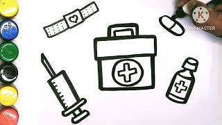 How To Draw Medical Set Together l Painting, Drawing, Coloring Tips For Toddlers & Kids