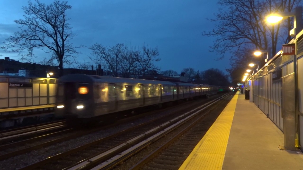 NYC Subway: Brighton Beach bound R68A B Train passing Av J - YouTube