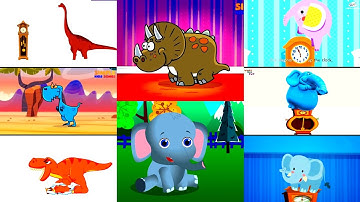 HICKORY DICKORY DOCK || 4 DINOSAUR VS. 4 ELEPHANT IN A COLORFUL EFFECTS || AUDIO & EFFECT TUTORIAL