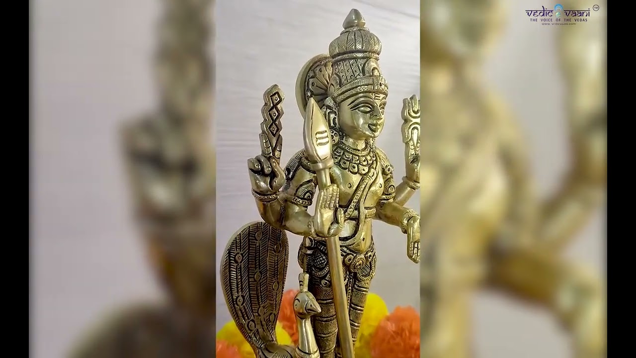 Protective Lord Kartikeya Idol | Murti In Shining Brass Metal | Buy Now