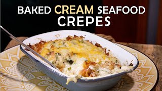 Amazing Baked Creamy Seafood Crêpes recipe