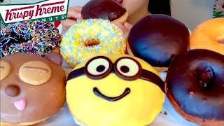 可愛すぎるクリスピークリームドーナツとミニオンコラボドーナツを食べる！※咀嚼音あり Krispy Kreme Doughnuts【スイーツちゃんねるあんみつの食レポ】