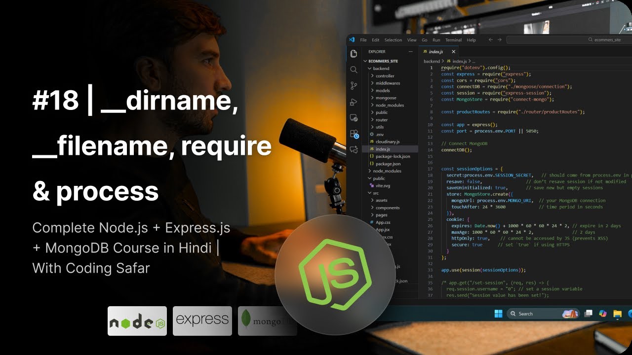 NodeJS Tutorial in Hindi #18 | __dirname, __filename, require & process ...