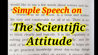 Scientific Attitude | Simple speech on The scientific Attitude | Speech for Science day