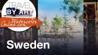 #233 Travel by art, Ep. 94: Lake in Sweden (Watercolor Landscape Demo)