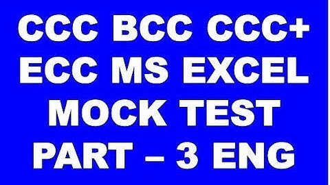 NIELIT DOEACC CCC BCC CCC+ ECC MS EXCEL MOCK TEST PART  3 ENG