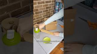 Taping a box with water-activated paper tape #howto #packingtape #papertape #tips #packagingideas