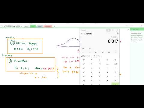 MTH 155 P value Method Part One