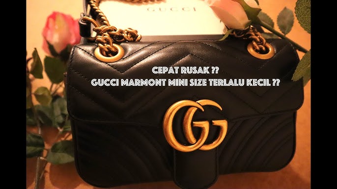 GUCCI Calfskin Matelasse Super Mini GG Marmont Shoulder Bag Black