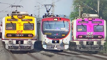 Different Types Unique Modern EMU Trains | Brand New PINK Medha EMU+ BEML EMU + ICF Medha EMU | ER