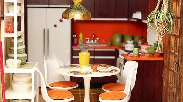 Realistic 1:12 Scale 1970s Dollhouse Kitchen Makeover | Full Retro Build & Miniature Tour