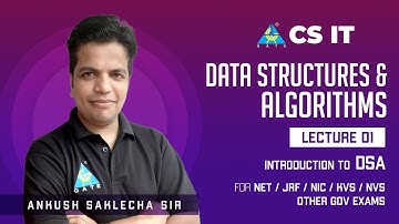 #01 DSA | Introduction to DSA | By Ankush Saklecha Sir | NET/JRF/NIC/KVS/NVS