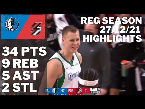 Kristaps Porzingis vs. Trail Blazers: 34 pts, 9 reb, 5 ast HIGHLIGHTS 2021/22 Reg Season [27.12.21.]