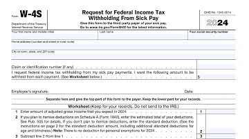IRS Form W-4S walkthrough (Request for Federal Income Tax Withholding from Sick Pay)