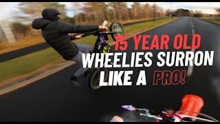 15 YEAR OLD WHEELIES SURRON LIKE A PRO!