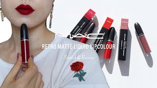 MAC RETRO MATTE LIQUID LIPCOLOR SWATCH&REVIEW|DANCE WITH ME, FEEL SO GRAND, TOPPED WITH BRANDY