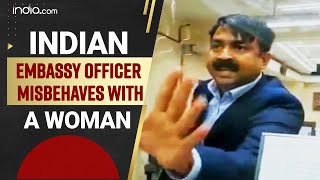 Officer at Indian Embassy In New York Misbehaves With Woman  | Viral Video