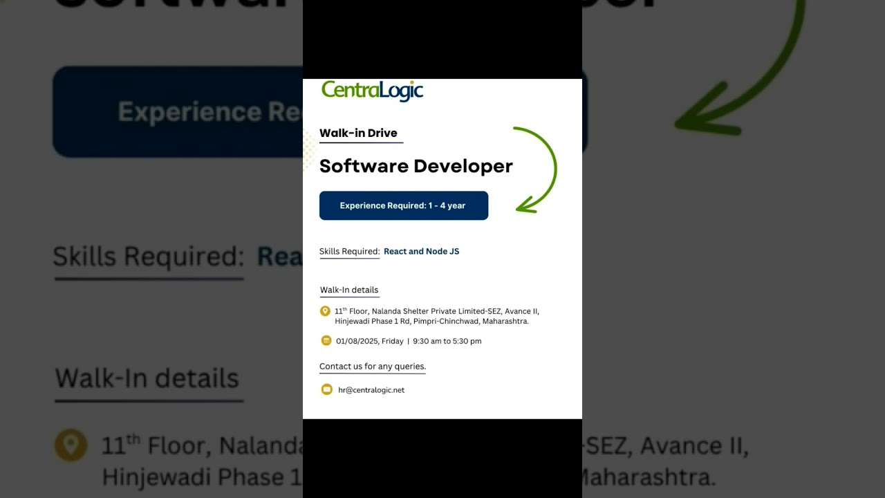 Hiring React & Node.js Developers|Walk-in on 1st August | 1–4 Years Exp 