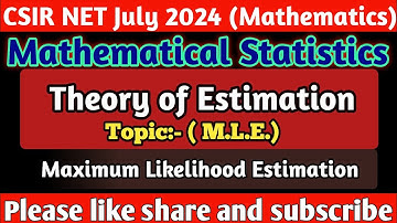 L- 05 Statistics | CSIR NET July 2024 Mathematical science