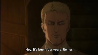 Hey. Its Been 4 Years Reiner. Reiner Meets Eren. Attack On An The Final Season Ep 4