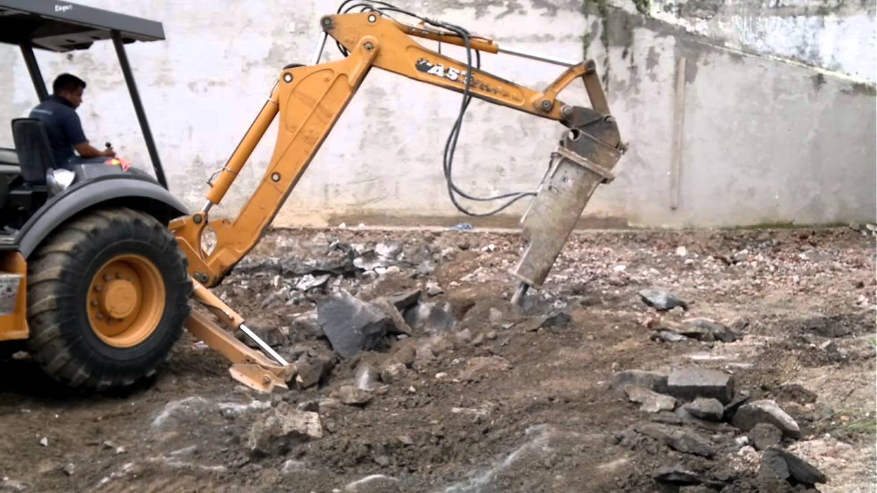 excavadora con extension martillo hidraulico - YouTube