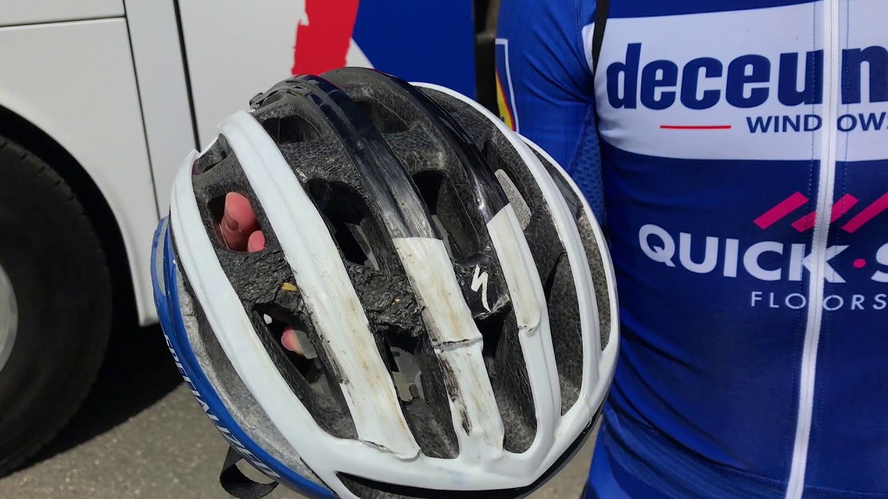 TON19 Remco Evenepoel crash helmet pre Stage 2 B roll ...