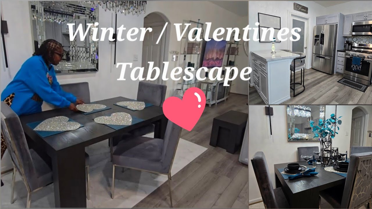 Decorate with me: Valentines Table setting | Teal & Black / Winter table setting 