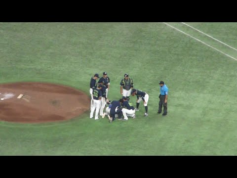 ヤクルト 木澤尚文 打球が胸に直撃するアクシデント　巨人 vs ヤクルト　2024年8月3日(土) 東京ドーム