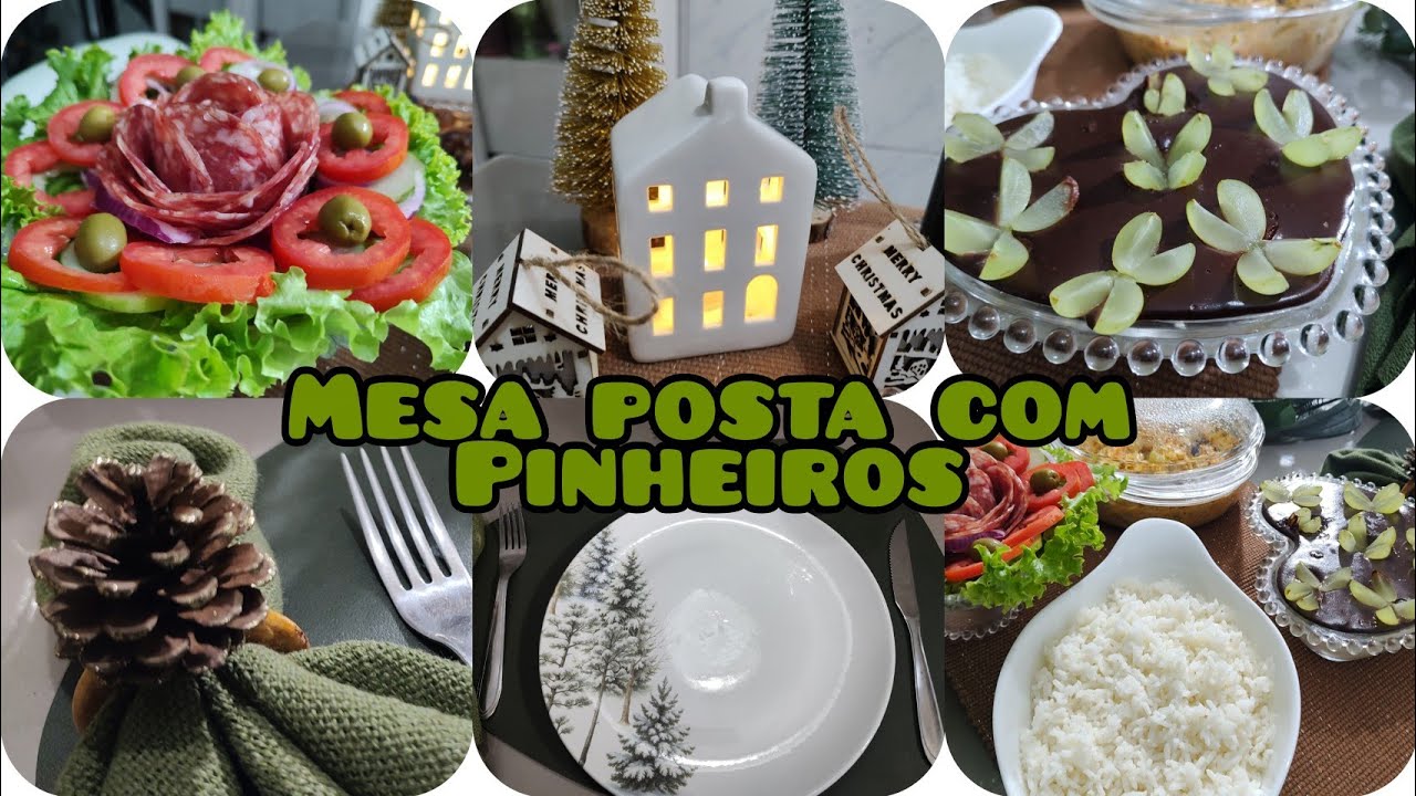 MESA POSTA VERDE COM PINHEIROS PARA O JANTAR DE NATAL 2025!🌲