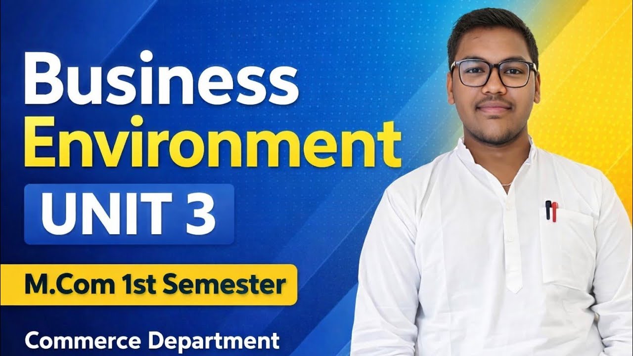 BUSINESS ENVIRONMENT | M.COM 1ST SEM  | UNIT -3 | MGKVP, HCPGC, UP COLLEGE, ETC | BY CDR |