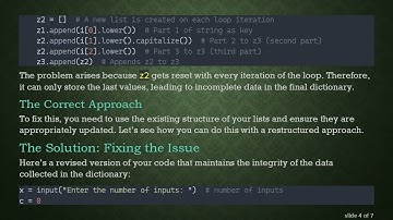 Solving the Dictionary Items Not Saving Issue in Python Code