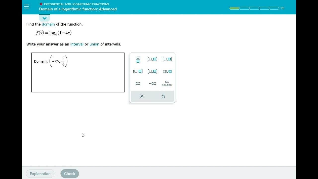 Aleks algebra topics domain of a logarithmic function youtube