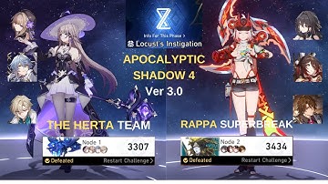NEW Apocalyptic Shadow Floor 4 3 Stars | E0S0 The Herta & E0S0 Rappa | Honkai: Star Rail 3.0