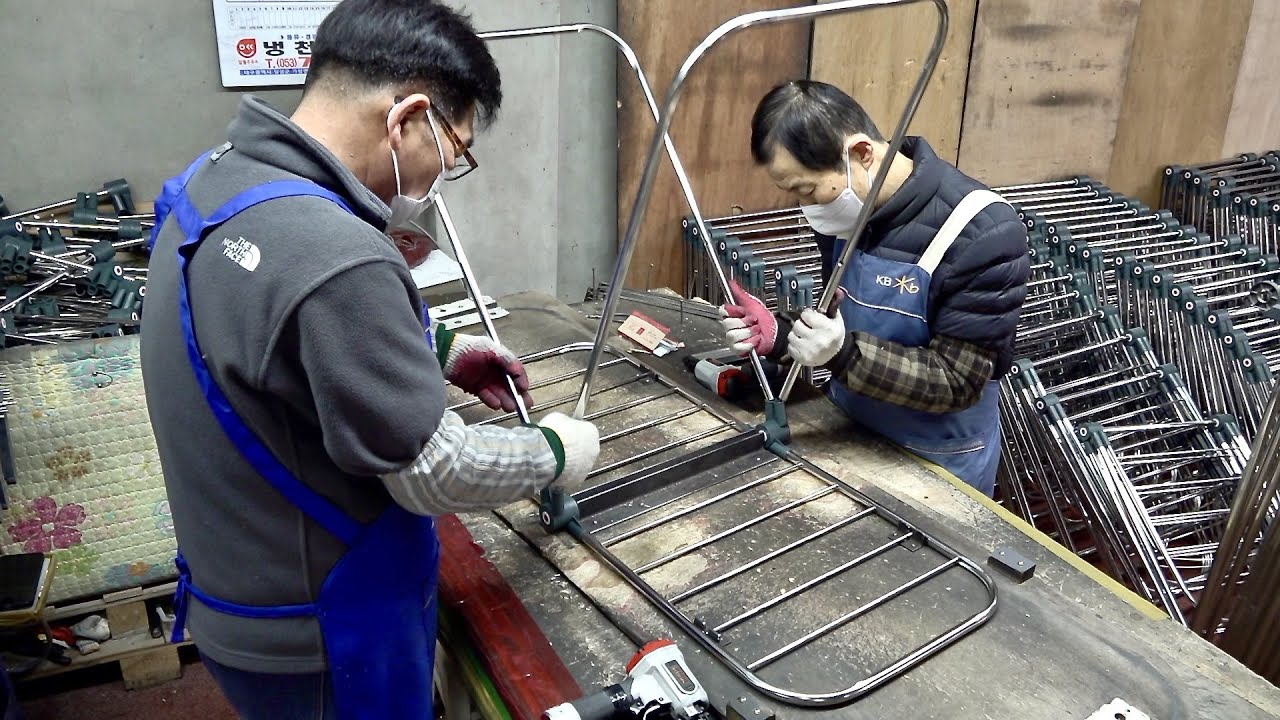 Process of Making Clothes Drying Rack. Amazing Korean Metalworking Factory