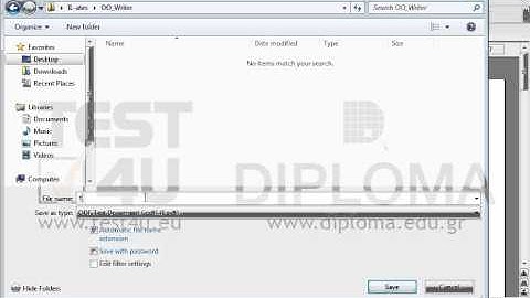 Save the current document under the name test1.odt in the IL-ates\OO_Writer folder of the...