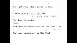 Simon & Garfunkel The Only Living Boy in New York Chord Chart chords