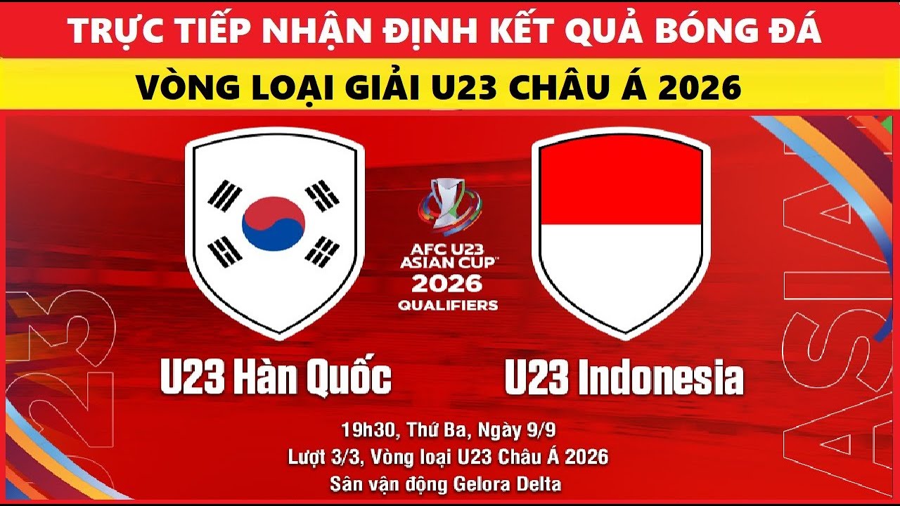 Live Football Results Prediction U23 Korea vs U23 Indonesia (19:30 September 9) U23 Asia 2025