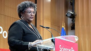 Mia Mottley, la Première ministre de la Barbade, à Sciences Po