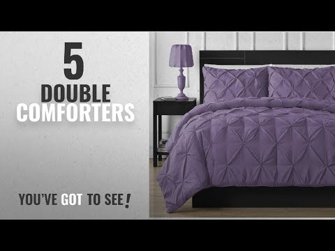 top-10-double-comforters-[2018]:-double-needle-durable-stitching-comfy-bedding-3-piece-pinch-pleat