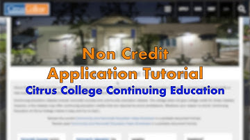 Non Credit Application Tutorial