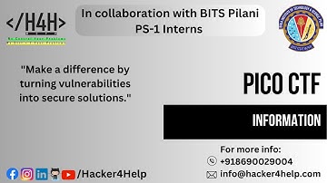 Picoctf | information |CTF challenges | web application pen testing| Hacker4Help