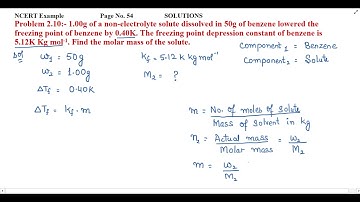 1.00g of a non-electrolyte solute dissolved in 50g of benzene lowered the freezing point of.......