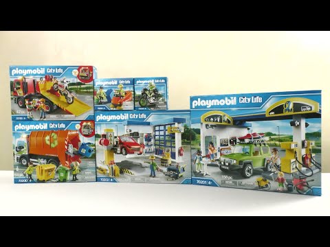 Unboxing Playmobil (fr) : La station-service et le garage (2019) – 70199, 70200, 70201... 70204