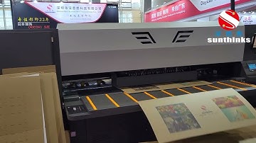 Sunthinks large format single pass corrugated printer is being shown at Print South China expo 2023