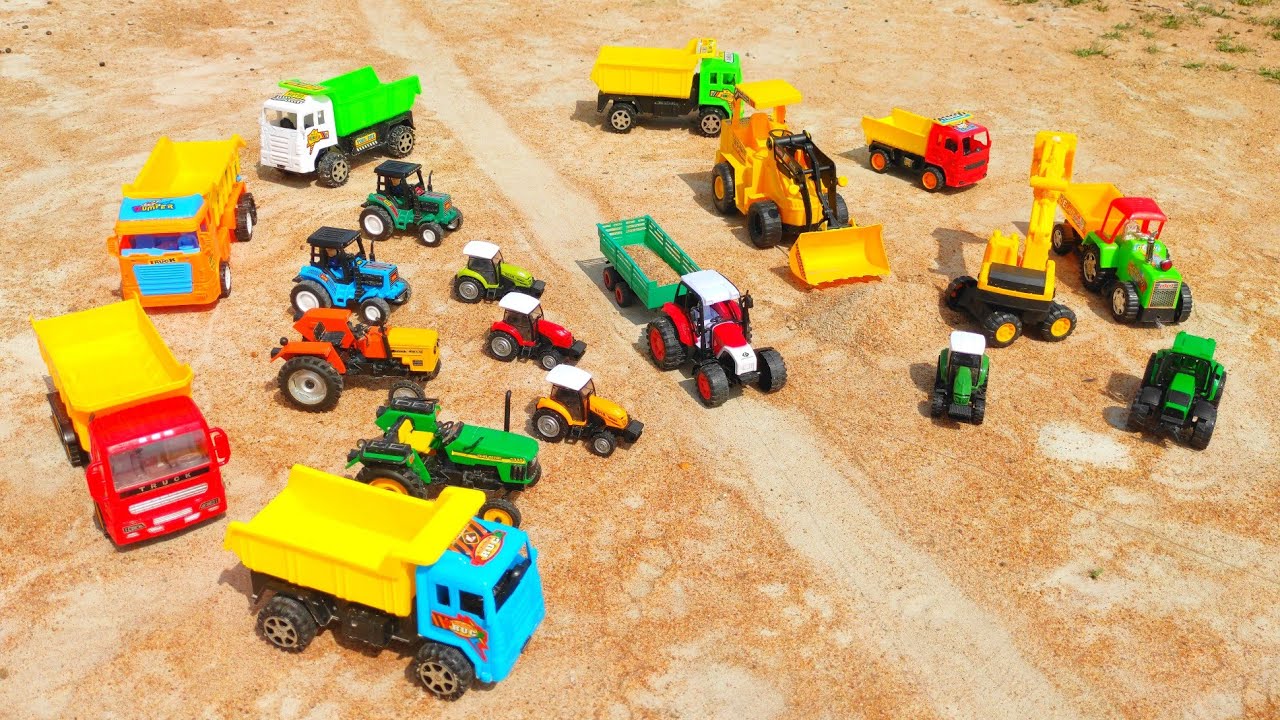 Jcb vs Kubota Tractor With Trolley Fully Loaded Mud by Toy JCB machine