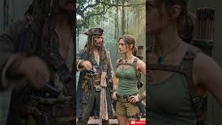 लारा क्रॉफ्ट और जैक स्पैरो🔥#ai #aishorts #jacksparrow #laracroft #cinematic #youtubeshorts #yt