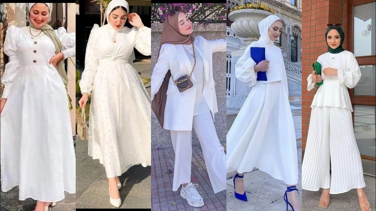 اروع😍تنسيقات💖ملابس🌸باللون💌الابيض💟افكار جديده للجامعه والخروج وللدروس👌من١٣،١٤،١٥،١٨فاكثرصيفي للمحجبات
