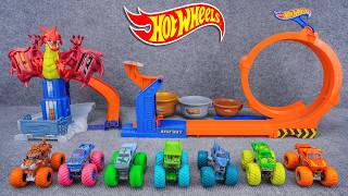 Hot Wheels Collection Unboxing Review ASMR | Hot Wheels Monster Truck Loop-And-Flip Trophy Challenge
