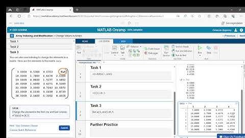Matlab Onramp L5 &L6 Indexing,Modifiying Arrays ve Array Calculation