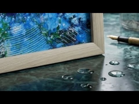 油彩画】色紙に描く鮮やかな紫陽花。深みのあるブルーとグリーンの混色
